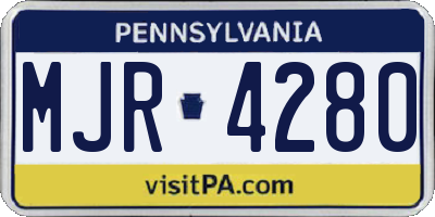 PA license plate MJR4280