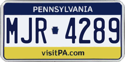 PA license plate MJR4289