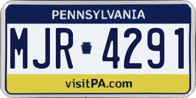 PA license plate MJR4291