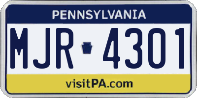 PA license plate MJR4301