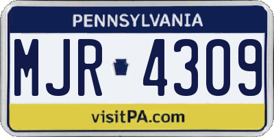PA license plate MJR4309