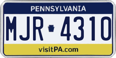 PA license plate MJR4310