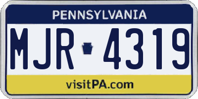 PA license plate MJR4319