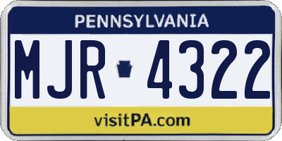 PA license plate MJR4322