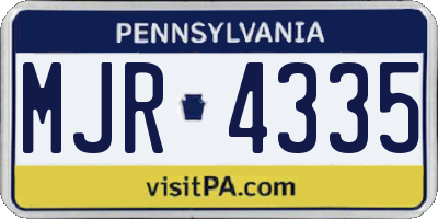 PA license plate MJR4335