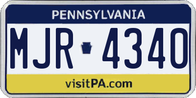 PA license plate MJR4340