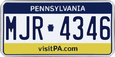 PA license plate MJR4346