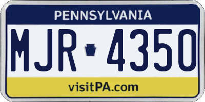 PA license plate MJR4350