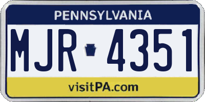 PA license plate MJR4351