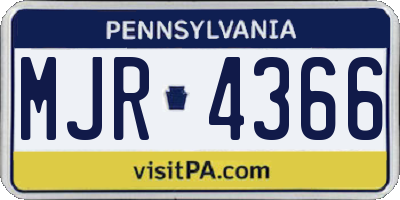 PA license plate MJR4366