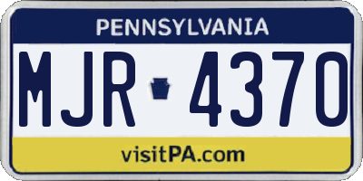 PA license plate MJR4370