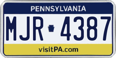 PA license plate MJR4387