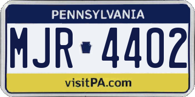 PA license plate MJR4402