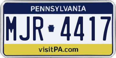 PA license plate MJR4417