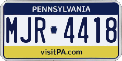 PA license plate MJR4418
