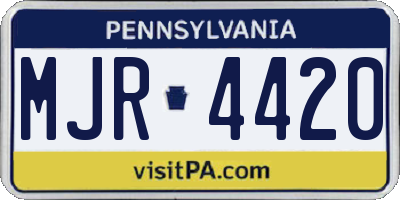 PA license plate MJR4420