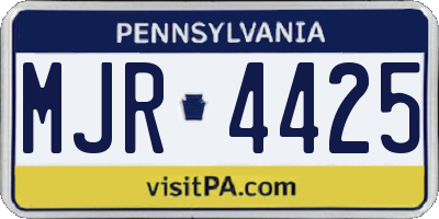 PA license plate MJR4425