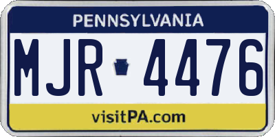 PA license plate MJR4476