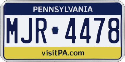PA license plate MJR4478