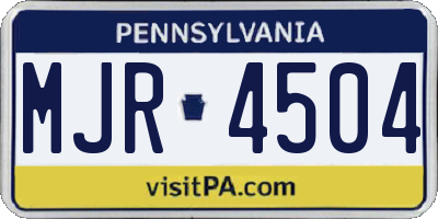 PA license plate MJR4504