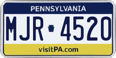PA license plate MJR4520