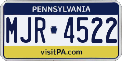 PA license plate MJR4522