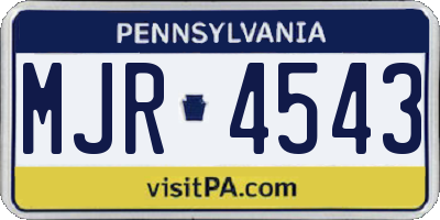 PA license plate MJR4543