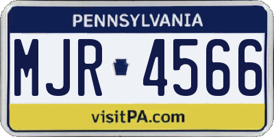 PA license plate MJR4566