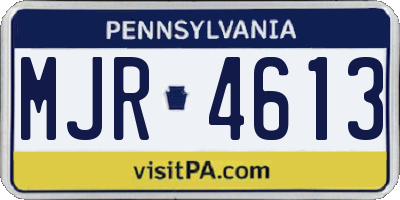 PA license plate MJR4613