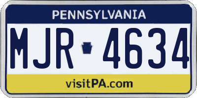 PA license plate MJR4634