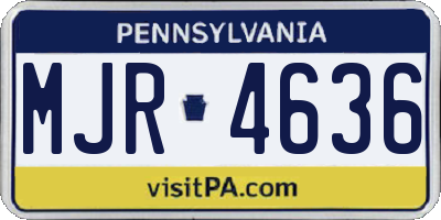PA license plate MJR4636