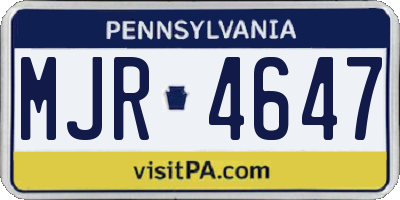 PA license plate MJR4647