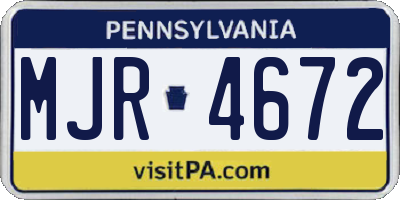 PA license plate MJR4672
