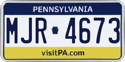 PA license plate MJR4673