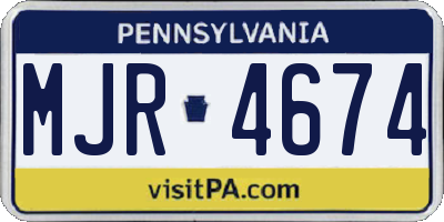 PA license plate MJR4674