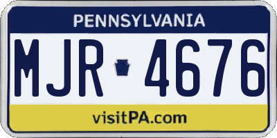 PA license plate MJR4676