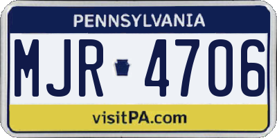 PA license plate MJR4706