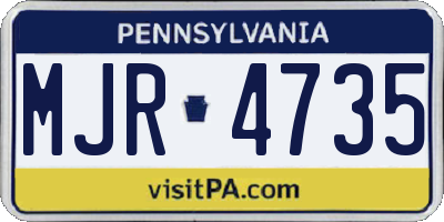 PA license plate MJR4735