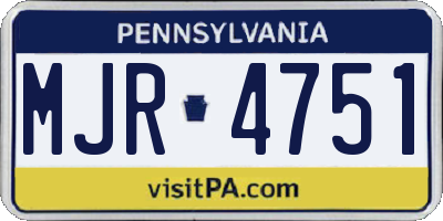 PA license plate MJR4751