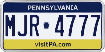 PA license plate MJR4777
