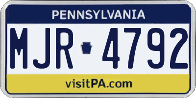 PA license plate MJR4792