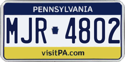 PA license plate MJR4802