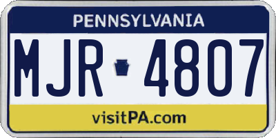 PA license plate MJR4807