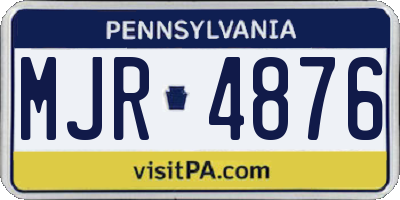 PA license plate MJR4876