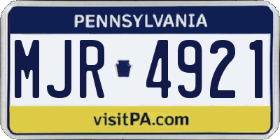 PA license plate MJR4921