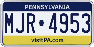PA license plate MJR4953