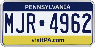 PA license plate MJR4962