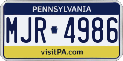 PA license plate MJR4986