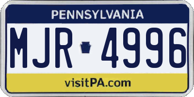 PA license plate MJR4996