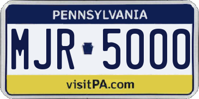 PA license plate MJR5000